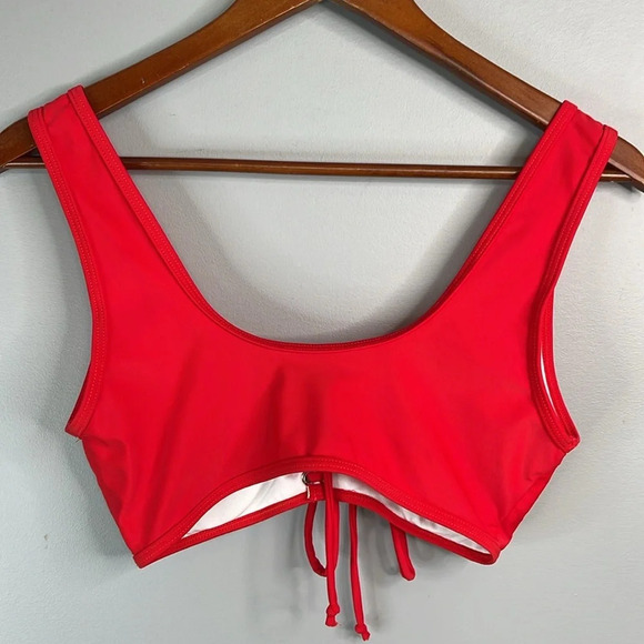 ZAFUL Tied Front Bikini Top Red Removable Pads  Lined Size 6 - Picture 5 of 10